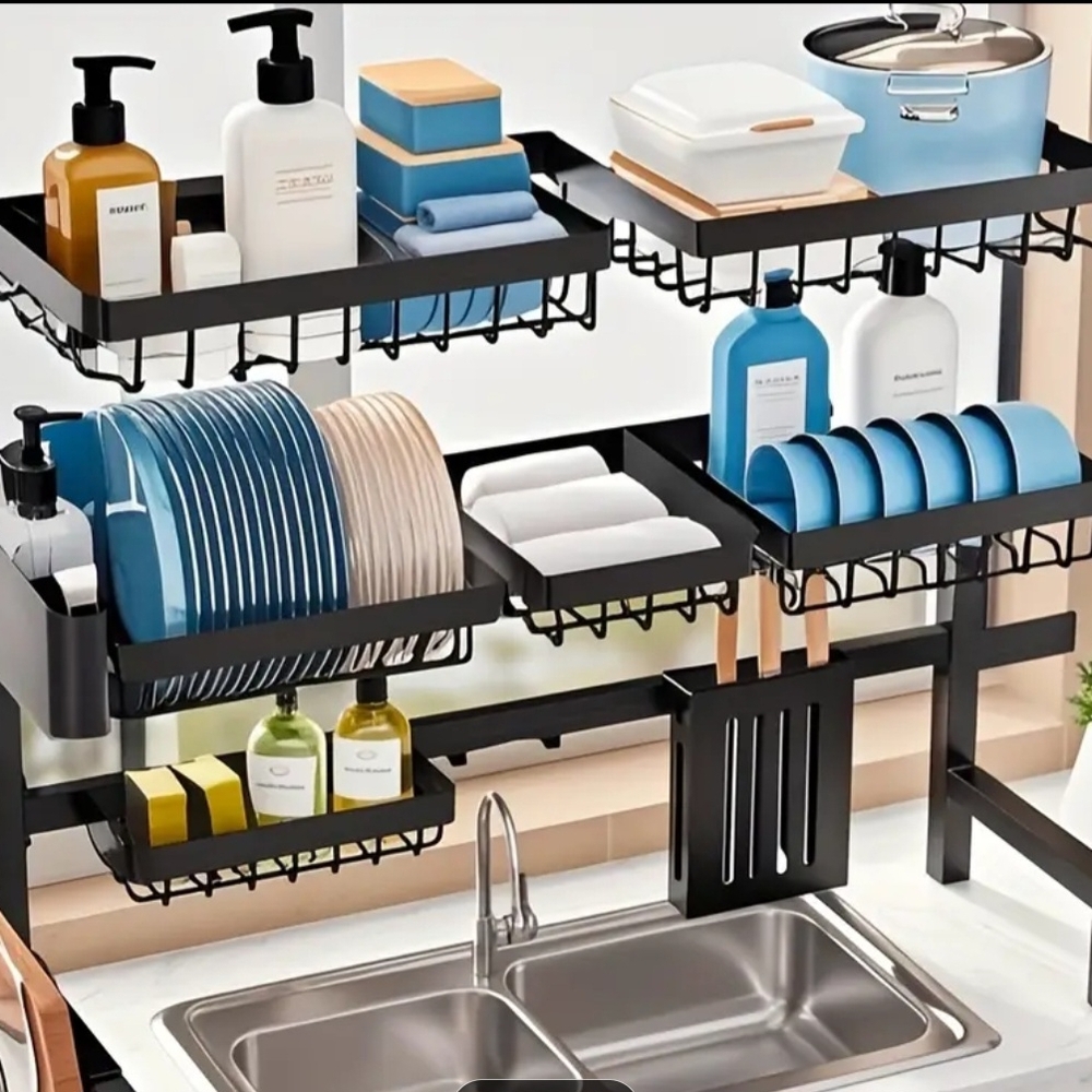 Black Over-Sink Dish Rack